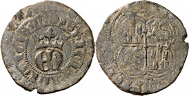 Enrique II (1368-1379). Burgos. Real de vellón de anagrama. (AB. 416 var) (Imperatrix E2:E2.10 var). Leyendas parcialmente visibles. Marca de ceca en ...