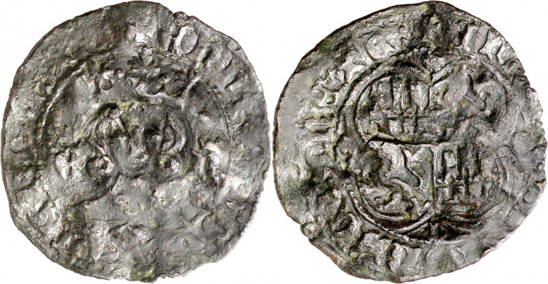 Enrique II (1368-1379). Coruña. Real de vellón de busto. Falsa de época. Perfora...