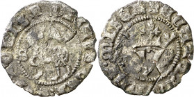 Juan I (1379-1390). Sevilla. Media blanca del Agnus Dei. (AB. 562). Grieta. Escasa. 0,63 g. MBC-.