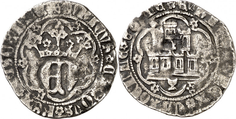 Enrique IV (1454-1474). Cuenca. Medio real. (AB. 697 sim). Orlas lobulares en an...