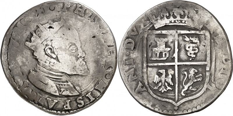 s/d. Felipe II. Milán. 1/4 de ducatón. (Vti. 22) (MIR. 317/1). Limpiada. Escasa....