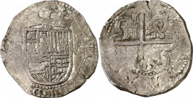 s/d. Felipe II. Sevilla. . 8 reales. (AC. 720). 27,37 g. MBC.