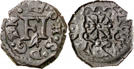 168 (sic). Felipe III. Pamplona. 4 cornados. (AC. 62). Ex Áureo 08/05/2001, nº 4611. Escasa así. 2,97 g. MBC+.