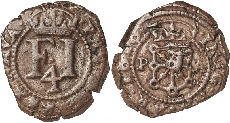 1616. Felipe III. Pamplona. 4 cornados. (AC. 76). Ex Colección de Cobres, Áureo ...