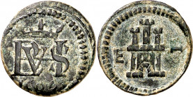 1606. Felipe III. Segovia. 1 maravedí. (AC. 114). Bonita pátina. Ex Áureo 18/09/2002, nº 708. Escasa. 0,82 g. MBC+.