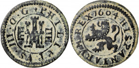 1604. Felipe III. Segovia. 4 maravedís. (AC. 259). 2,78 g. MBC-/MBC.