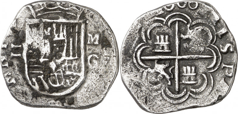 1600. Felipe III. Granada. M. 2 reales. (AC. 581 var) (AC. pdf. 581.1). Todos lo...