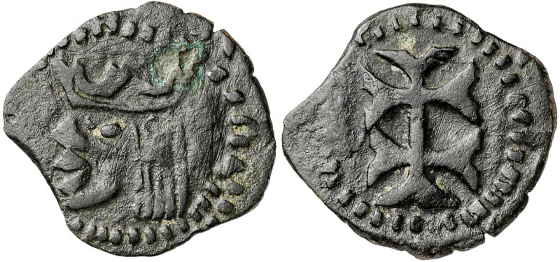 s/d. Felipe IV. Zaragoza. 1 dinero. Falsa de época. 0,44 g. MBC+.