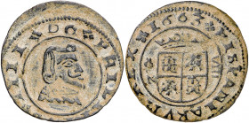 1663. Felipe IV. Granada. N. 8 maravedís. (AC. 342). 2,17 g. MBC+/MBC.