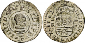 1662. Felipe IV. Sevilla. R. 16 maravedís. (AC. 494). Pátina verde. Ex Áureo 26/01/2000, 874. 4,33 g. MBC+.