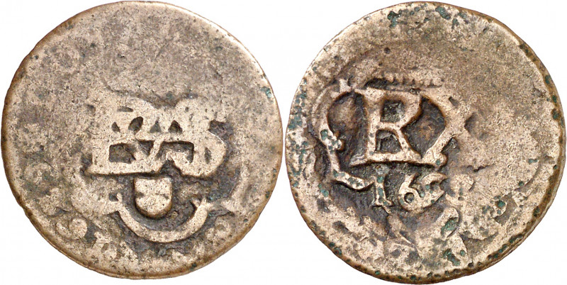 1659. Felipe IV. Valladolid. (AC. 522). Resello de valor (II) sobre un doble tor...