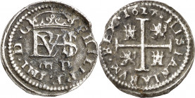 1627. Felipe IV. Segovia. P. 1/2 real. (AC. 620). 1,29 g. MBC.