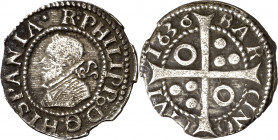 1636. Felipe IV. Barcelona. 1 croat. (AC. 661) (Cru.C.G. 4414d). Defectos de cospel. Ex Áureo 16/12/1998, nº 1358. 3,16 g. MBC.