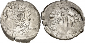 1624. Felipe IV. Valencia. 1 divuitè. (AC. 813) (Cru.C.G. 4434a). Acuñación floja. Brillo original. Ex Áureo 16/12/1999, nº 2525. Escasa así. 2,04 g. ...