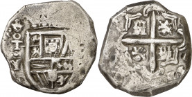 (1651 a 1655). Felipe IV. Toledo. Y. 4 reales. (AC. tipo 293). Acuñación parcialmente floja. Rara. 13,08 g. (MBC-).