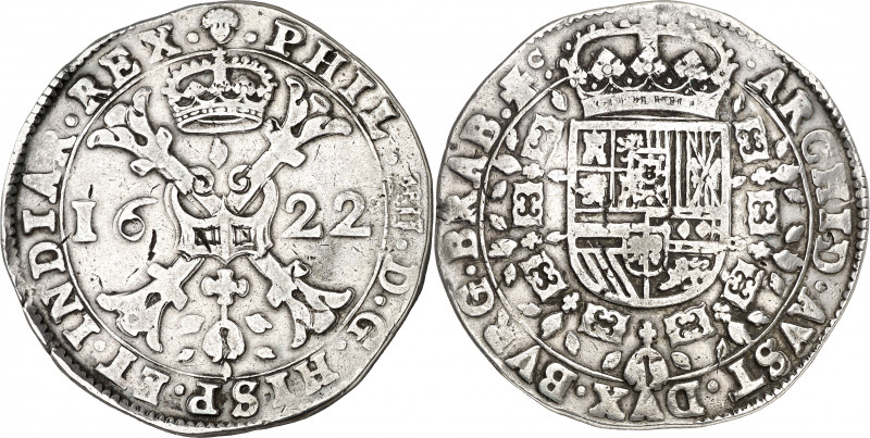 1622. Felipe IV. Bruselas. 1 patagón. (Vti. 996) (Vanhoudt 645.BS). 27,69 g. MBC...