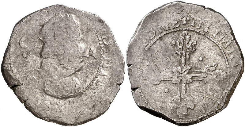 1641. Felipe IV. Cagliari. 10 reales. (Vti. 367) (MIR. 68/1). Acuñada sobre 8 re...