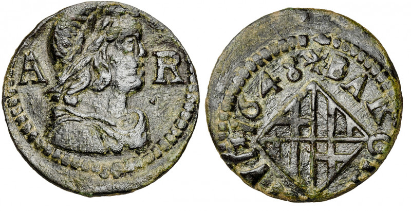 1648. Guerra dels Segadors. Barcelona. 1 ardit. (AC. 34) (Cru.C.G. 4555b). Lluís...