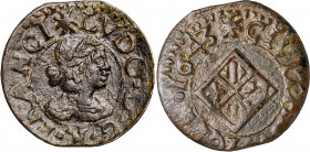 1643. Guerra dels Segadors. Vic. 1 diner. (AC. 254) (Cru.C.G. 4681). Lluís XIV. Buen ejemplar. Ex Áureo 08/05/2001, nº 4690. 1,82 g. MBC+.