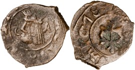 1678. Carlos II. Zaragoza. 1 dinero. Falsa de época. 0,74 g. MBC.