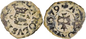 1679. Carlos II. Zaragoza. 1 dinero. (AC. 35) (Cru.C.G. 4976b). 0,73 g. MBC.