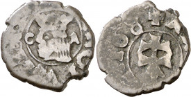 168 (sic). Carlos II. Zaragoza. 1 dinero. (AC. falta) (Cru.C.G. falta). 0,72 g. MBC-.