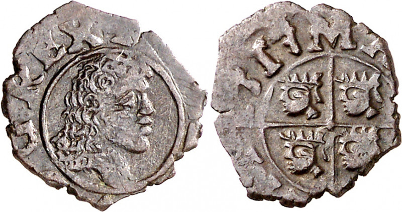 1717. Felipe V. Zaragoza. 1 dinero. (AC. 22). Sin punto después de la fecha. 0,4...