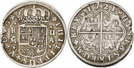 1721. Felipe V. Madrid. A. 2 reales. (AC. 774). Pequeña muesca. 4,76 g. (MBC).