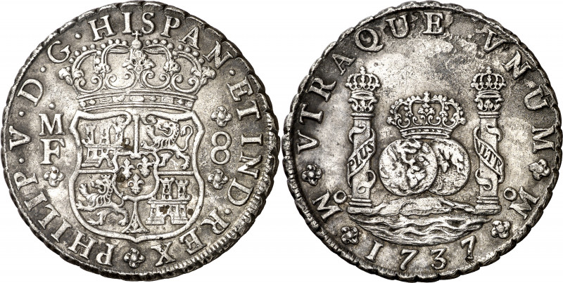 1737. Felipe V. México. MF. 8 reales. (AC. 1446). Columnario. Oxidaciones limpia...