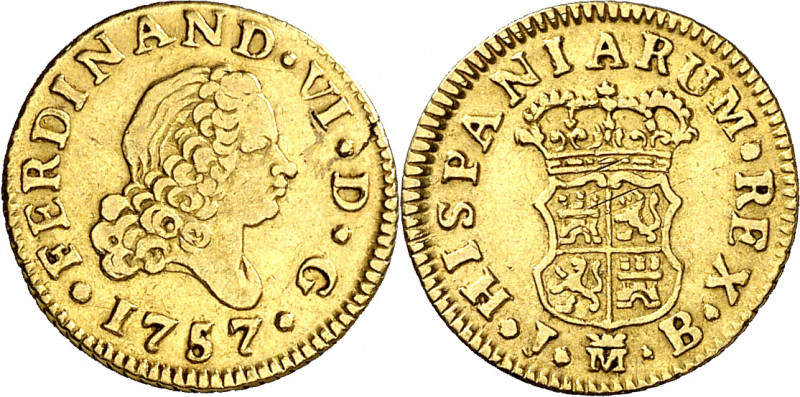 1757. Fernando VI. Madrid. JB. 1/2 escudo. (AC. 561). 1,76 g. MBC-/MBC.