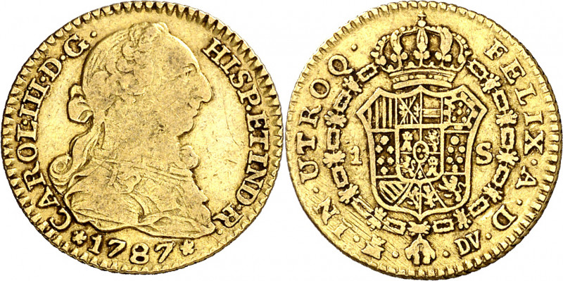 1787. Carlos III. Madrid. DV. 1 escudo. (AC. 1370). Rayitas. 3,30 g. MBC-/MBC.