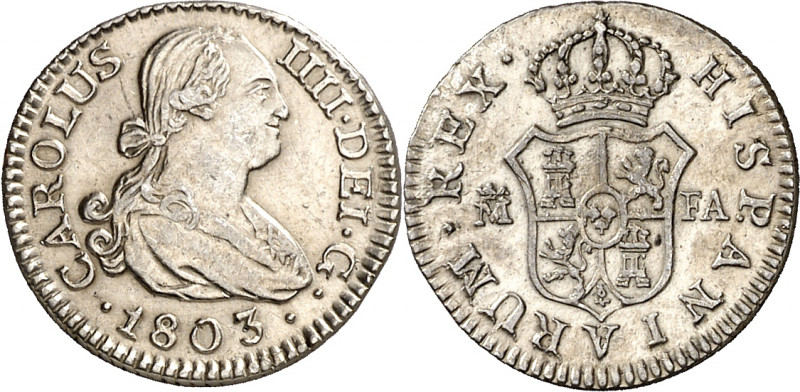 1803. Carlos IV. Madrid. FA. 1/2 real. (AC. 265). 1,40 g. MBC+.