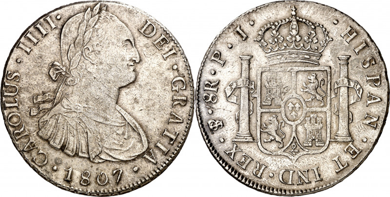 1807. Carlos IV. Potosí. PJ. 8 reales. (AC. 1013). 26,88 g. EBC-.