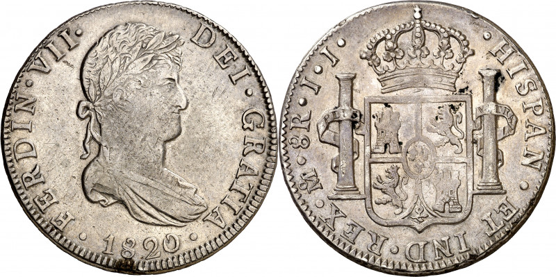 1820. Fernando VII. México. JJ. 8 reales. (AC. 1336). 26,80 g. MBC+.