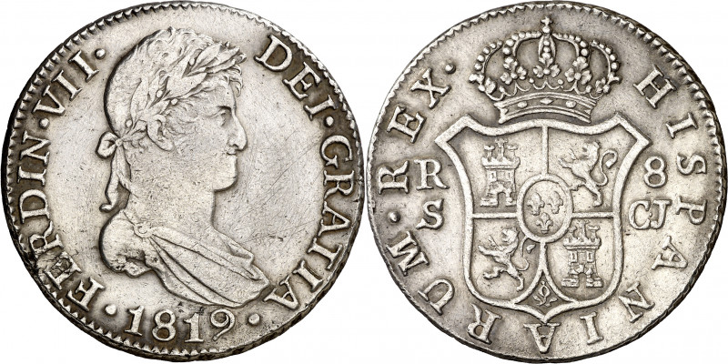 1819. Fernando VII. Sevilla. CJ. 8 reales. (AC. 1420). Golpecitos. Escasa. 26,83...