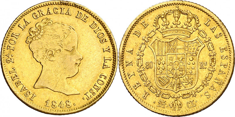 1848. Isabel II. Madrid. CL. 80 reales. (AC. 735). Golpecitos. Escasa. 6,73 g. M...