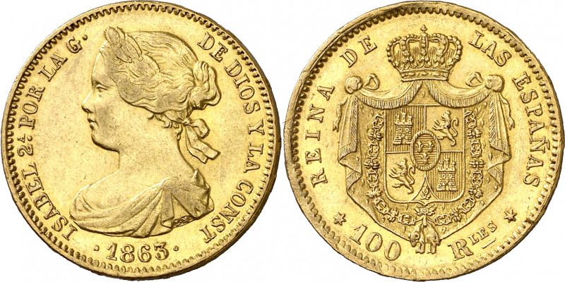 1863. Isabel II. Madrid. 100 reales. (AC. 790). 8,33 g. EBC-/EBC.