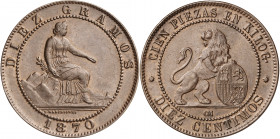 1870. Gobierno Provisional. Barcelona. OM. 10 céntimos. (AC. 8). 10,08 g. MBC+.
