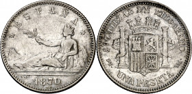 1870*1870. Gobierno Provisional. SNM. 1 peseta. (AC. 18). 5 g. MBC.