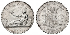 1870*1870. Gobierno Provisional. SNM. 5 pesetas. (AC. 39). 24,90 g. MBC+.