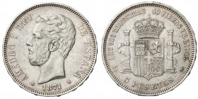 1871*1871. Amadeo I. SDM. 5 pesetas. (AC. 1). 25 g. MBC.