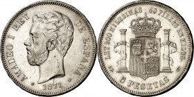 1871*1871. Amadeo I. SDM. 5 pesetas. (AC. 1). 24,87 g. MBC+.