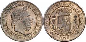 1875. Carlos VII, Pretendiente. Oñate. 10 céntimos. (AC. 5). 9,89 g. MBC+.