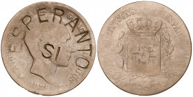 1879. Alfonso XII. Barcelona. OM. 10 céntimos. Contramarca ESPERANTO/SI. 9,46 g. BC.