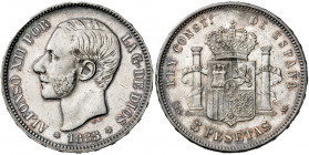 1885*1885. Alfonso XII. MSM. 5 pesetas. (AC. 60). 24,99 g. MBC.