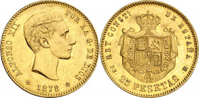 1878*1878. Alfonso XII. DEM. 25 pesetas. (AC. 70). Bella. 8,04 g. EBC/EBC+.