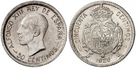 1926. Alfonso XIII. PCS. 50 céntimos. (AC. 50). 2,48 g. S/C-.