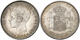 1900*1900. Alfonso XIII. SMV. 1 peseta. (Cal. 59). Bella. 4,96 g. EBC+.