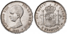 1890*1890. Alfonso XIII. PGM. 5 pesetas. (AC. 97). 25,03 g. MBC.