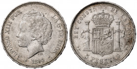 1894*1894. Alfonso XIII. PGV. 5 pesetas. (AC. 104). 24,95 g. MBC+.